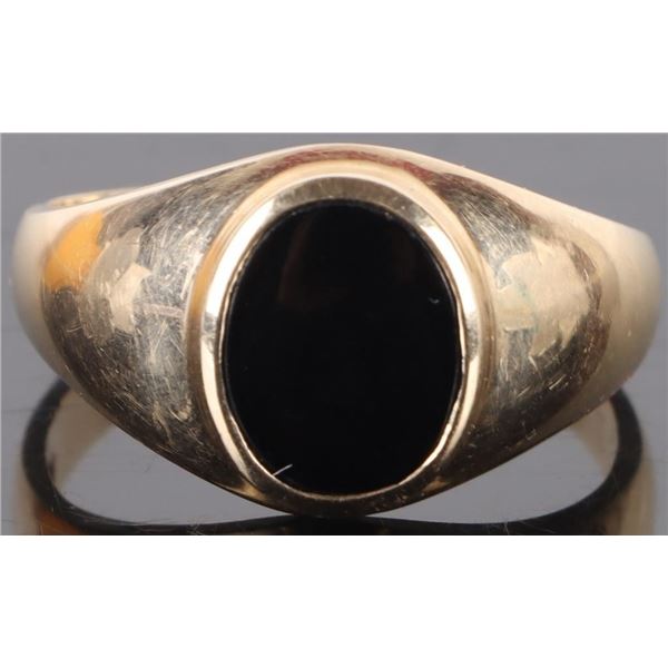 10K YELLOW GOLD BLACK ONYX MEN'S RING