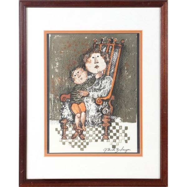 BOULANGER SIGNED LITHOGRAPH MOTHER & CHILD