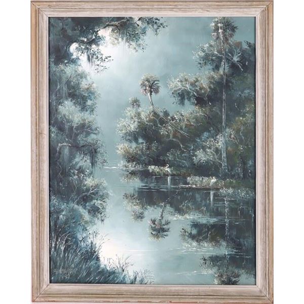 SAMUEL NEWTON FLORIDA HIGHWAYMEN OIL ON MASONITE