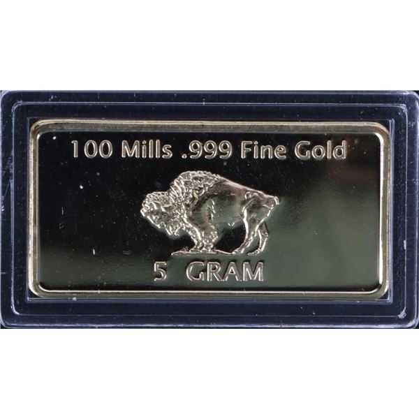 .999 FINE GOLD 5 GRAM BUFFALO BULLION BAR