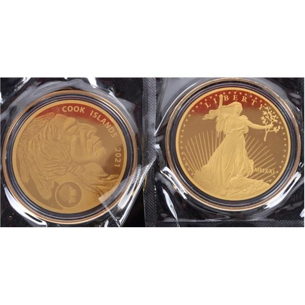 2021 COOK ISLANDS THIN FINE GOLD EAGLE COINS - (2)