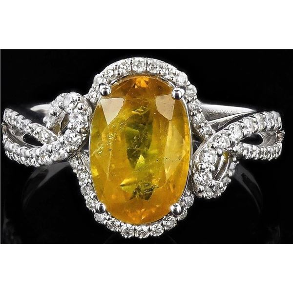 3.09CT YELLOW SAPPHIRE & 0.38CTW DIA 14K GOLD RING