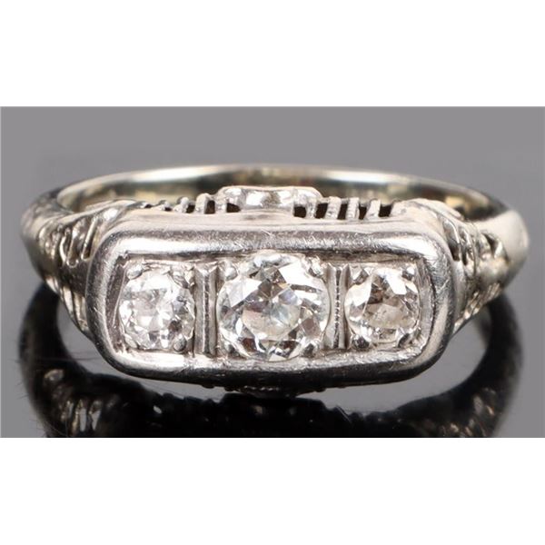 ANTIQUE 1920'S DIAMOND ART DECO 14K GOLD RING
