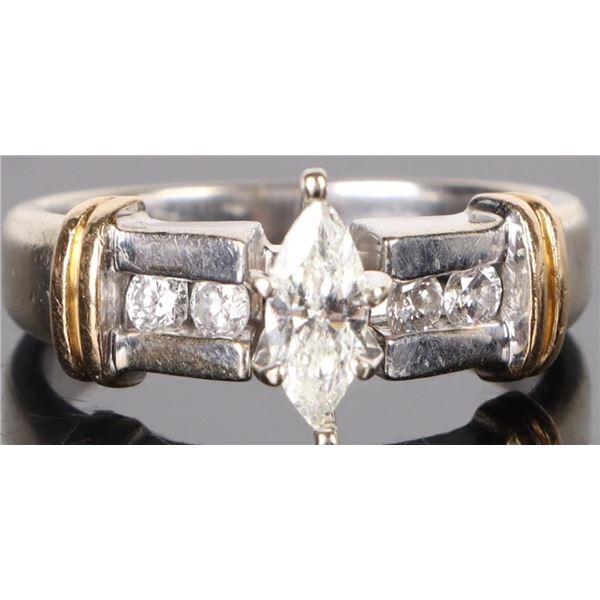 14K WHITE GOLD 1/3CT MARQUISE DIAMOND LADIES RING