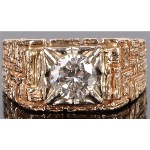 1.5CT NATURAL DIAMOND 14K GOLD NUGGET MEN'S RING