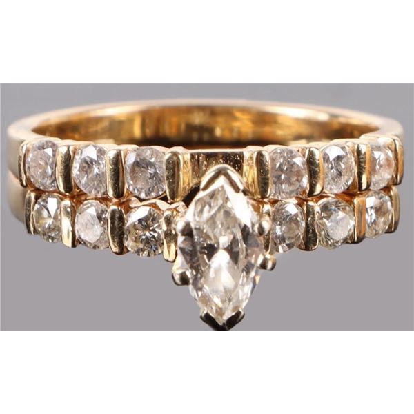 14K YELLOW GOLD MARQUISE DIAMOND LADIES RING