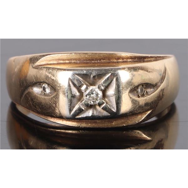 14K YELLOW GOLD DIAMOND MEN'S WEDDING RING