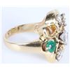Image 4 : 14K YELLOW GOLD DIAMOND & EMERALD LADIES RING