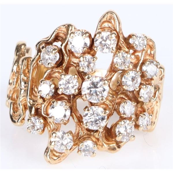 14K 1.5CTW  DIAMOND LADIES GOLD  CLUSTER RING