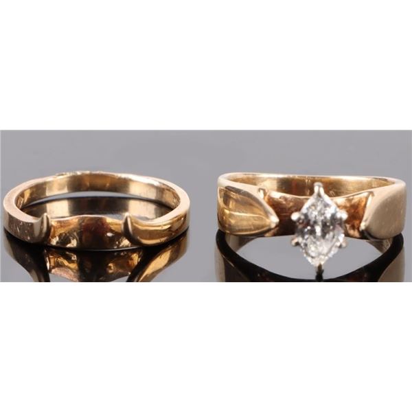 14K  MARQUISE CUT NATURAL  DIAMOND SOLITAIRE SET