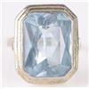Image 1 : 14K WHITE GOLD LARGE BLUE TOPAZ LADIES RING