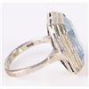 Image 2 : 14K WHITE GOLD LARGE BLUE TOPAZ LADIES RING