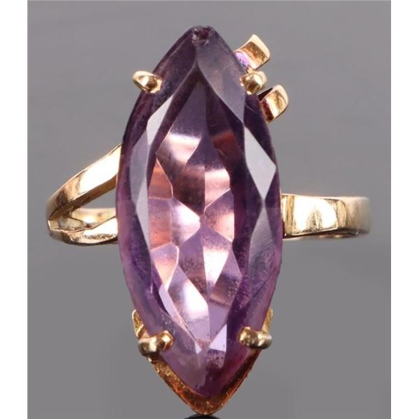 ~6.0CT MARQUISE AMETHYST 14K YELLOW GOLD RING