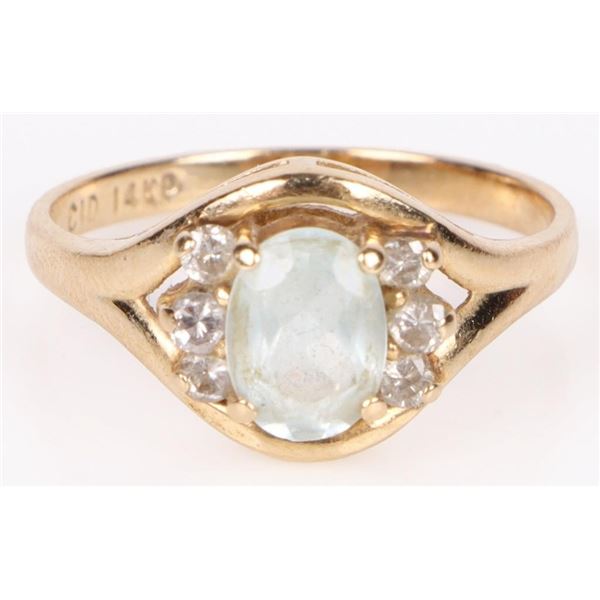 14K YELLOW GOLD DIAMOND & TOURMALINE LADIES RING