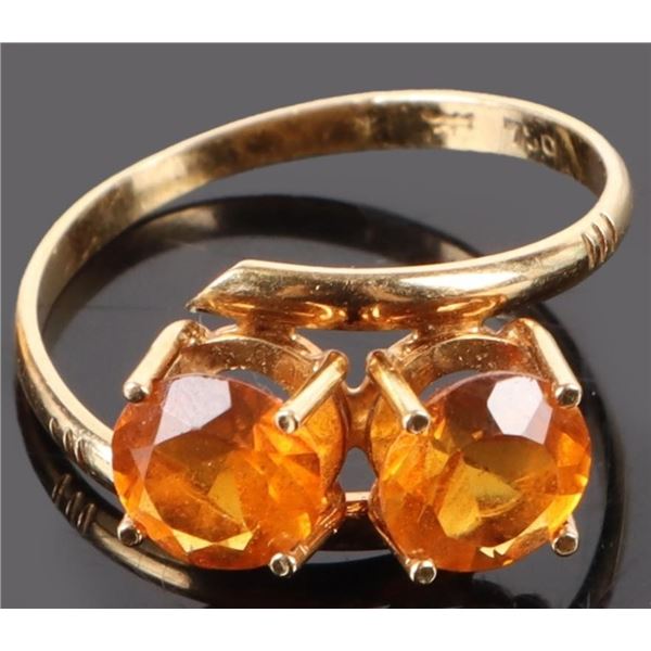 14K YELLOW GOLD ORANGE CITRINE LADIES RING