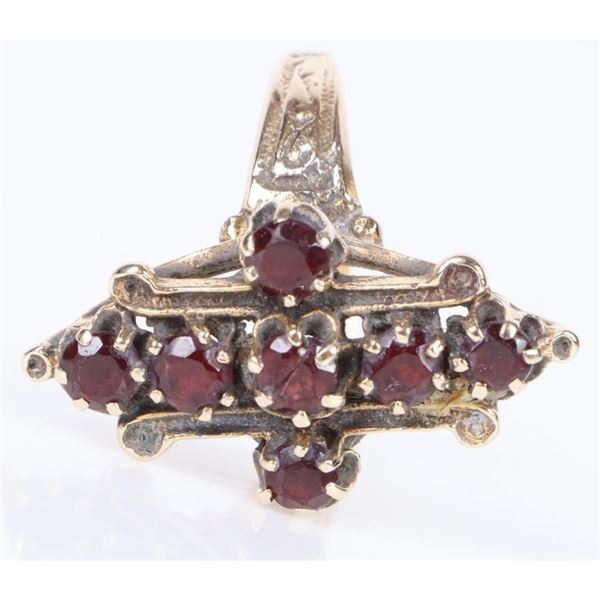 ANTIQUE 14K YELLOW GOLD GARNET CROSS RING