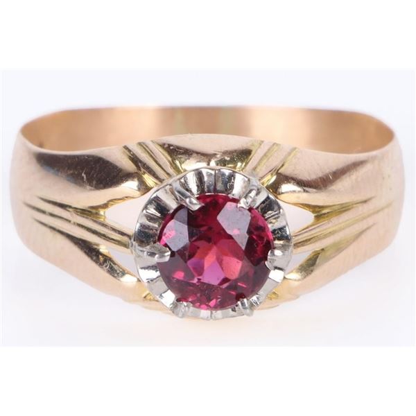 1CT ROUND CUT GARNET 14K GOLD LADIES RING