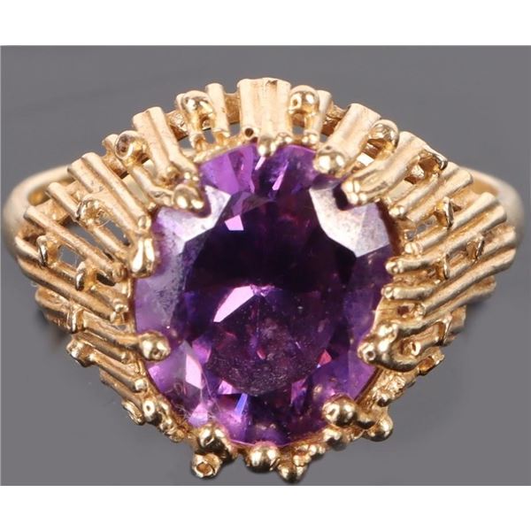3.5CT PURPLE IOLITE 14K YELLOW GOLD LADIES RING
