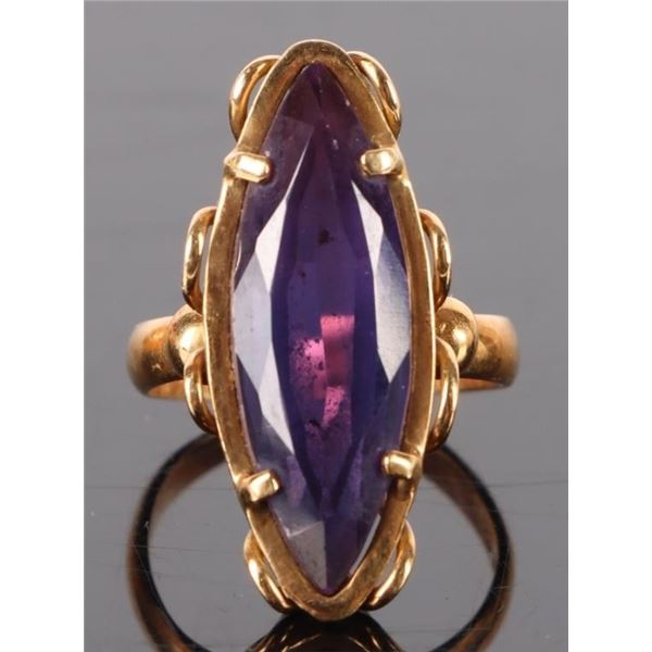 ~6.0CT MARQUISE SAPPHIRE 18K YELLOW GOLD RING
