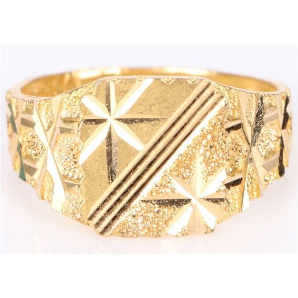 21K YELLOW GOLD DIAMOND CUT  FROSTY UNISEX RING