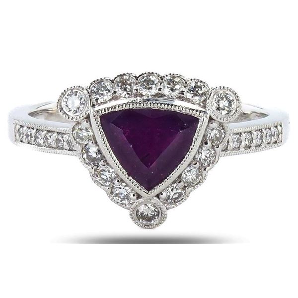1.30CT PURPLE KASHMIR SAPPHIRE DIA PLATINUM RING