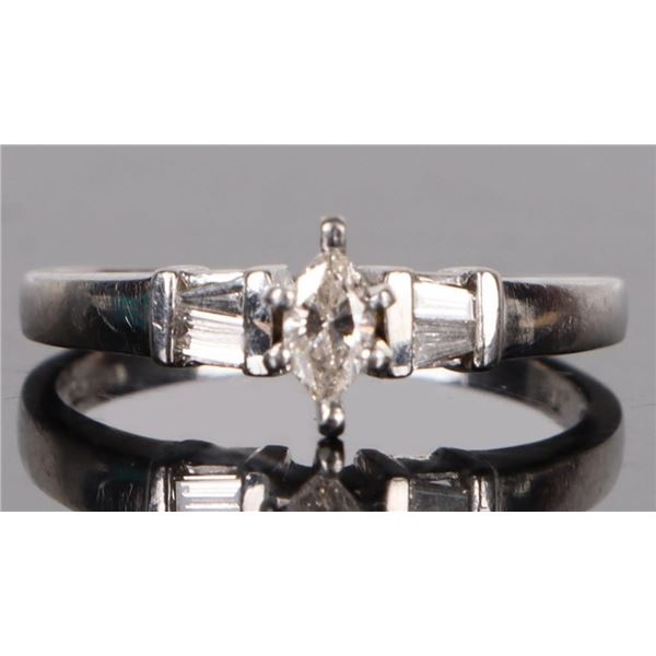 PLATINUM MARQUIS CENTER DIAMOND LADIES RING