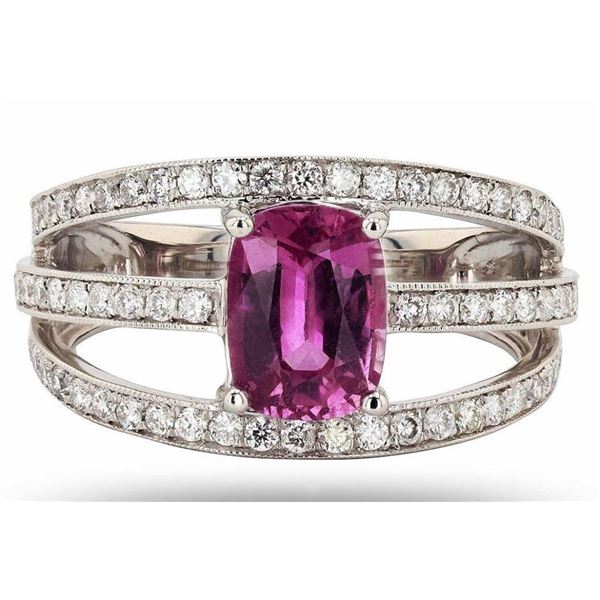 PLATINUM 1.72CT SAPPHIRE & 0.60CTW DIAMOND RING