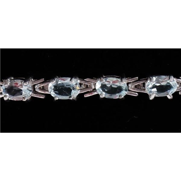5.0CTW AQUAMARINE STERLING SILVER LADIES BRACELET