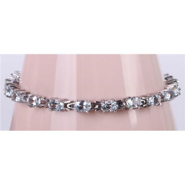 10CTW AQUAMARINE STERLING SILVER BRACELET