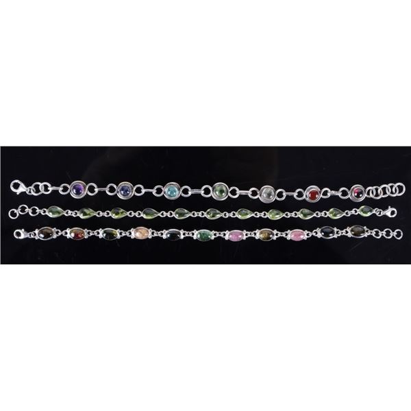 RAINBOW GEMSTONE STERLING SIVER BRACELETS