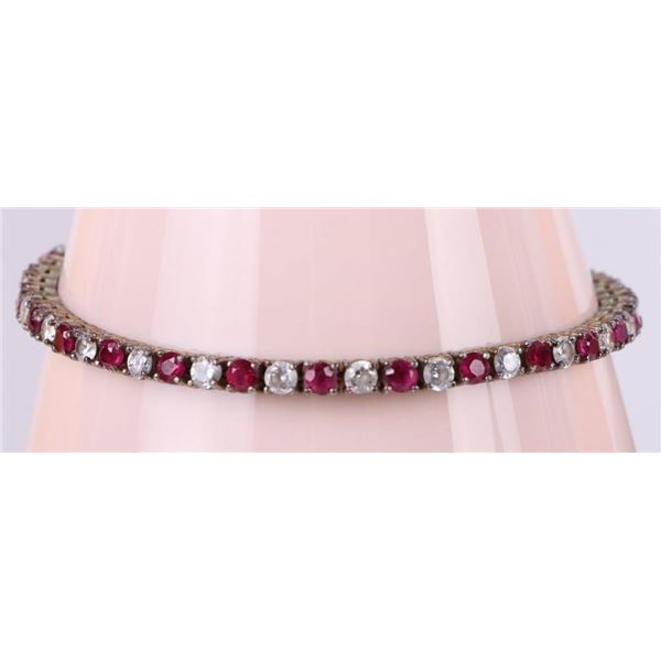 GENUINE RUBY STERLING SILVER LADIES BRACELET