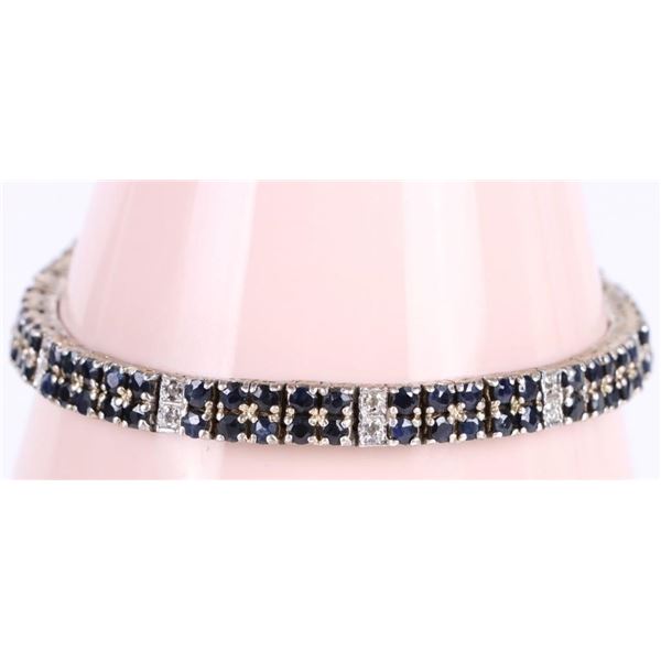 5CTW SAPPHIRE & DIAMOND STERLING TENNIS BRACELET