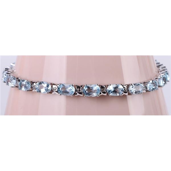 11.0CTW BLUE TOPAZ STERLING SILVER LADIES BRACELET