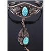 Image 2 : NATIVE AMERICAN STERLING LEAF TURQUOISE BRACELET