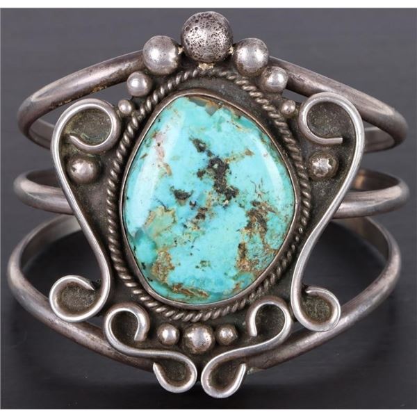 LARGE TURQUOISE 33 X 26.5MM STERLING CUFF BRACELET