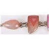 Image 2 : CHUNKY PINK AGATE STERLING SILVER LADIES BRACELET