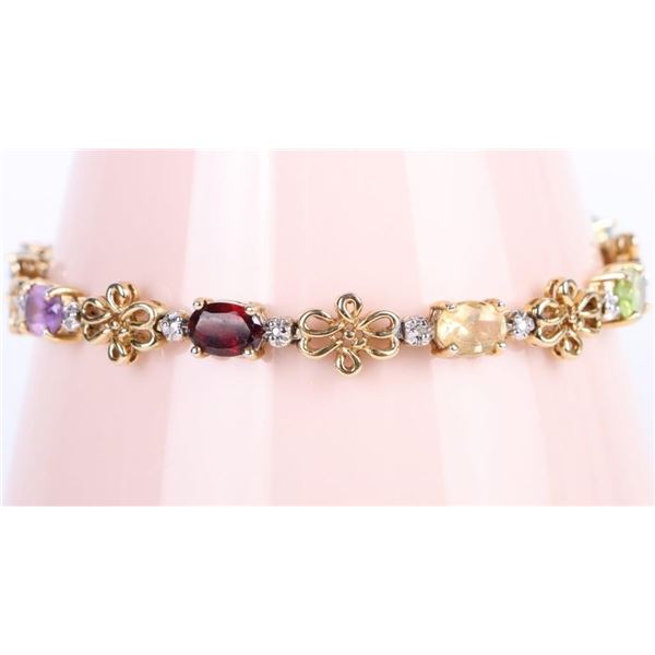 BEAUTIFUL ASSORTED GEMSTONE TENNIS BRACELET