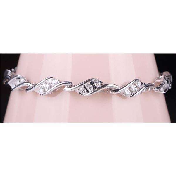 ~1.00CTW DIAMOND 10K WHITE GOLD LADIES BRACELET