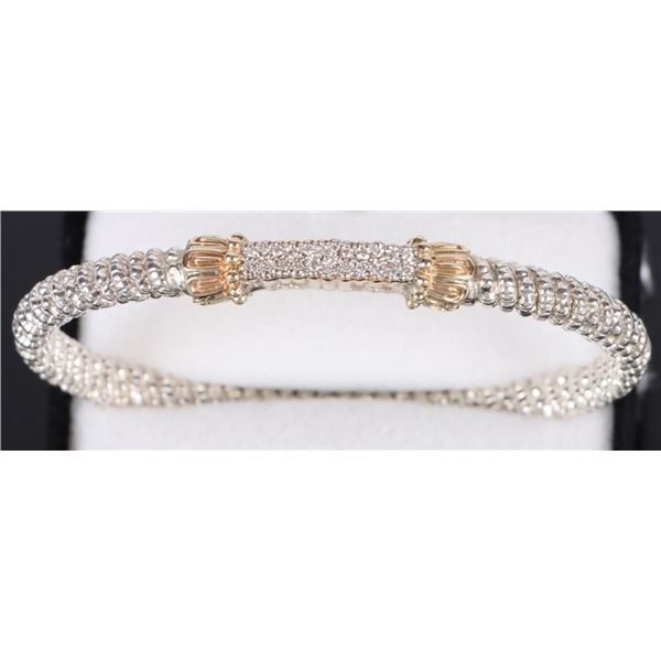 NATURAL DIAMOND 14K & STERLING  CUFF BRACELET