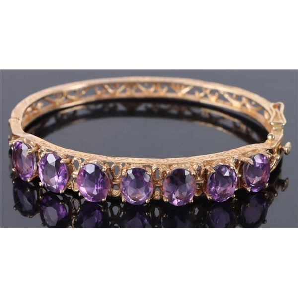 10.5CTW AMETHYST 14K YELLOW GOLD BRACELET