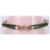 Image 1 : 8.5" GREEN JADE 14K GOLD LADIES BRACELET