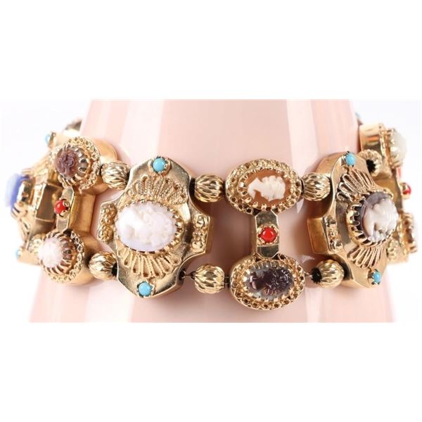 14K YELLOW GOLD VINTAGE CAMEO LADIES BRACELET