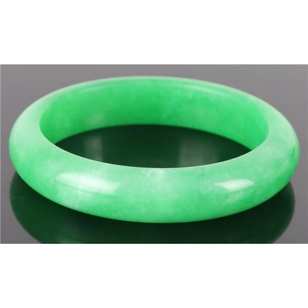 VINTAGE GREEN JADE HOLOLITH SOLID CHINESE BANGLE