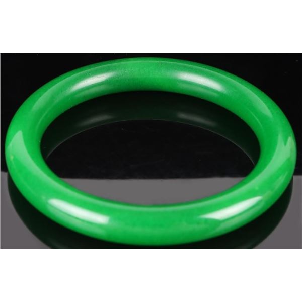 HIGH GRADE GREEN JADE HOLOLITH CHINESE BANGLE