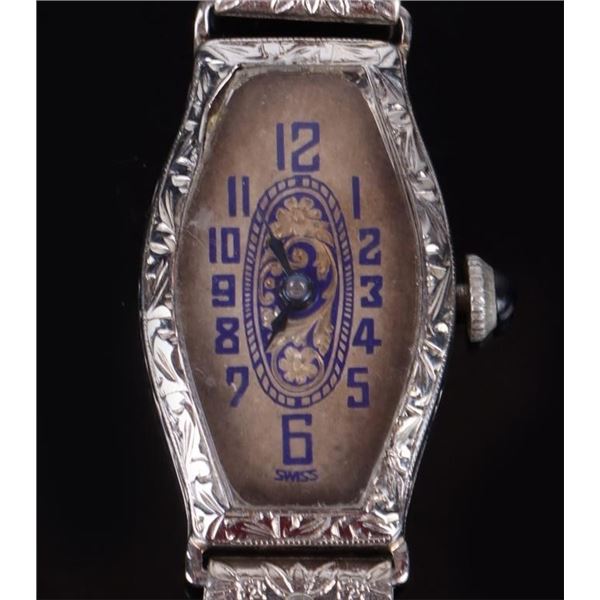 ANTIQUE 18K WHITE GOLD ART DECO LADIES WATCH