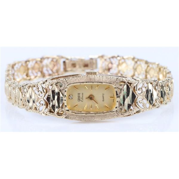 GORGEOUS VINTAGE GENEVE 10K FILIGREE WATCH