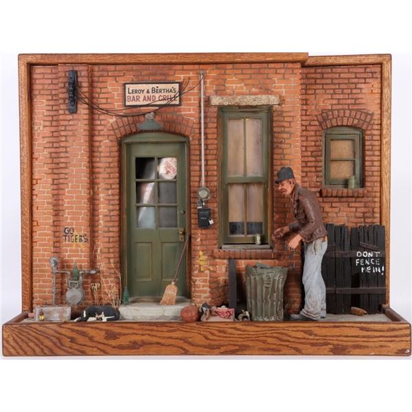 SIGNED MICHAEL GARMAN LIGHTED CITYSCAPE SCULPTURE