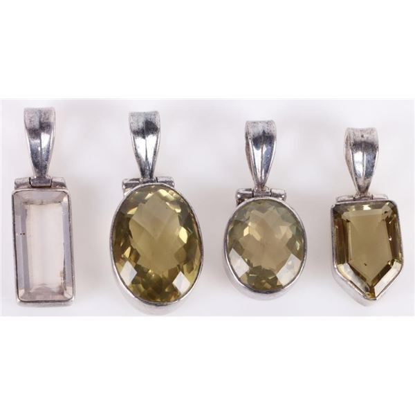 STERLING SILVER SPINEL NECKLACE CHARMS LOT OF 4