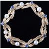 Image 1 : VINTAGE 14K YELLOW GOLD PEARL SAPPHIRE BROOCH