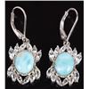 Image 1 : 3CT BLUE LARIMAR & QUARTZ STERLING DANGLE EARRINGS